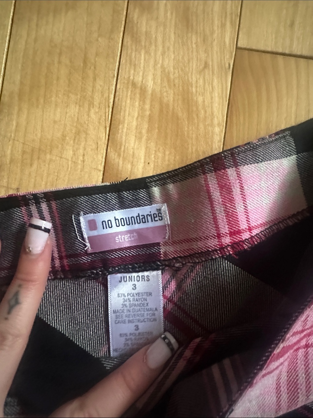 Plaid Pink and Black Pleated Mini Skirt - Picture 3 of 3